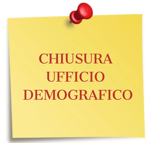 Avviso chiusura Ufficio Anagrafe