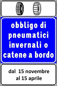 Obbligo di circolazione con pneumatici da neve o con catene a bordo dei veicoli transitanti lungo le Strade Provinciali durante il periodo invernale